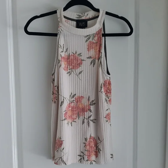 W5 Cream Ribbed Tank Top - Picture 1 of 3